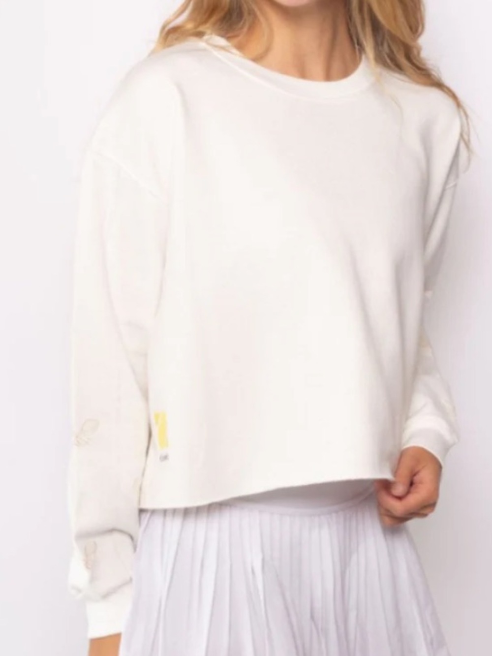 Courtlife Racquets sweatshirt ivory embroidered tennis  size 1 size small/medium